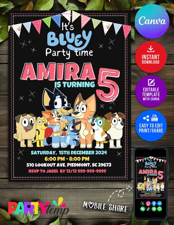 Cutest Bluey Birthday Invitation Template