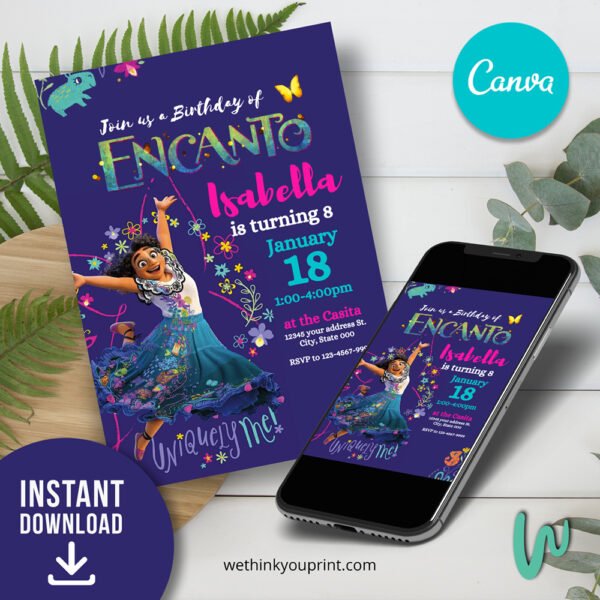 Encanto Birthday Invitation Edit in FREE Canva account