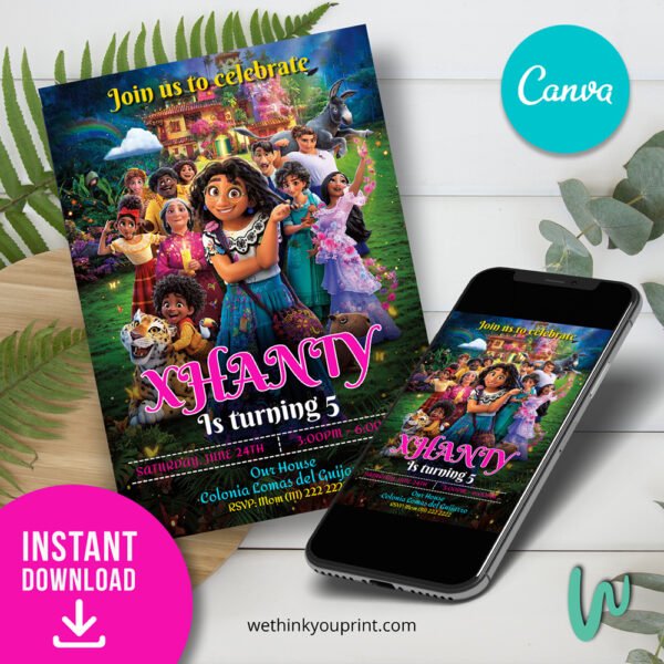 Encanto Birthday Invitation Editable in Free canva account