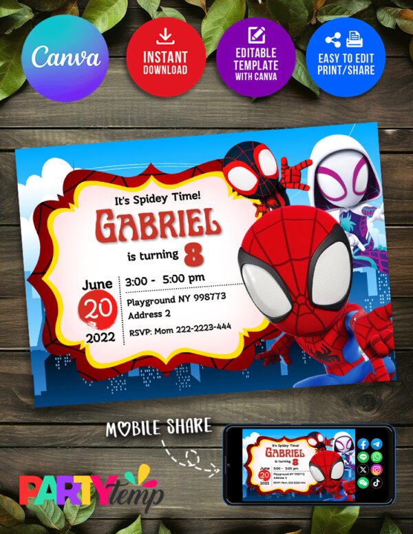 Disney Spidey and His Amazing Friends Birthday Invitations