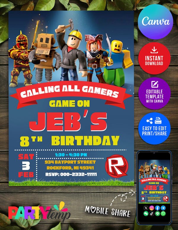 Trending Roblox Birthday Invitation