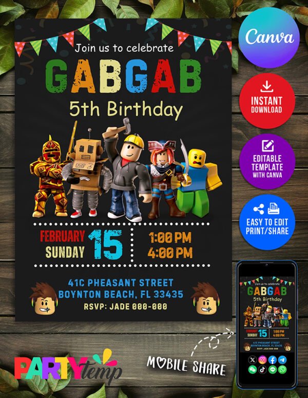 Roblox Birthday Invitation