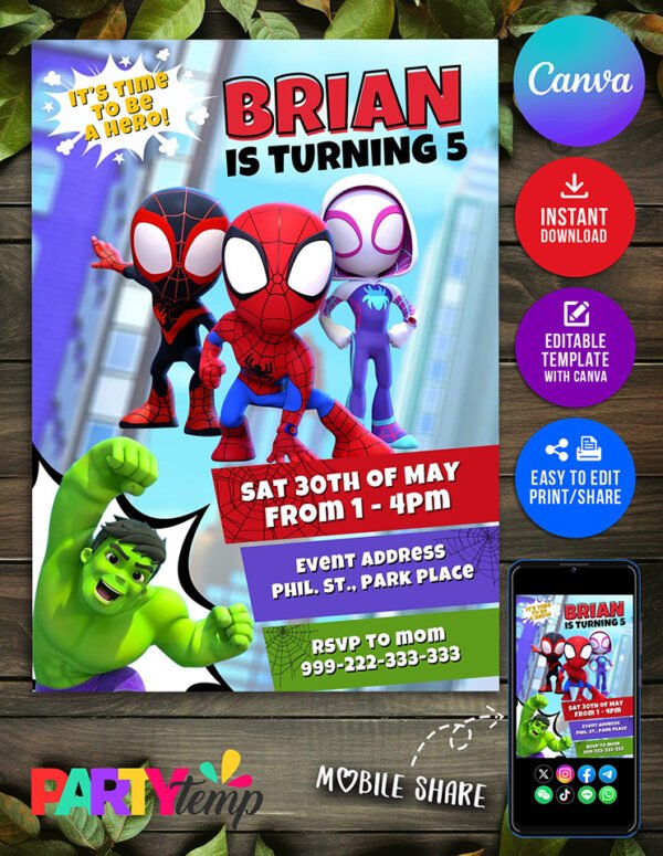 Spidey and His Amazing Friends Birthday Invitation 1