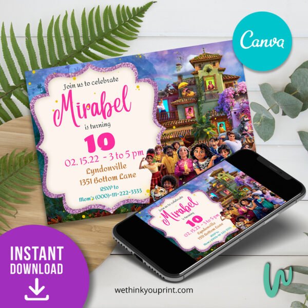 Unique Encanto Birthday Invitation Edit and Download in Canva