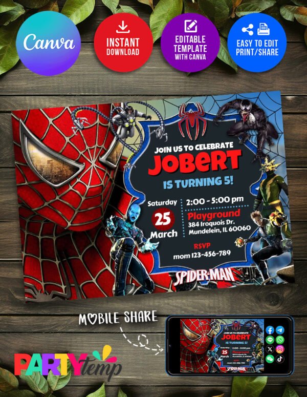 Venom vs Carnage Birthday Invitation 4