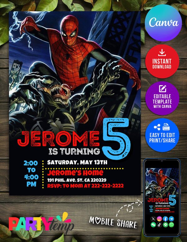Venom vs Carnage Birthday Invitation 6