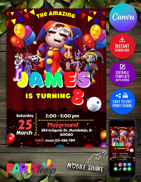 the amazing digital circus Birthday Invitatio 2