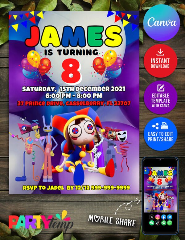 the amazing digital circus Birthday Invitatio 3