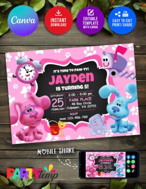 Blue's Clues Birthday Invitation Canva Template