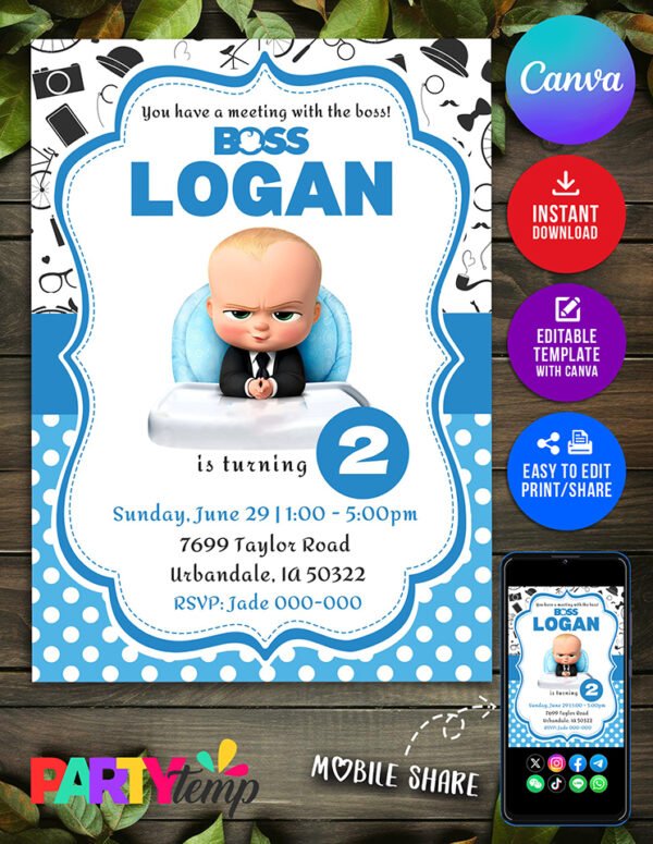 Boss Baby Birthday Invitation Theme