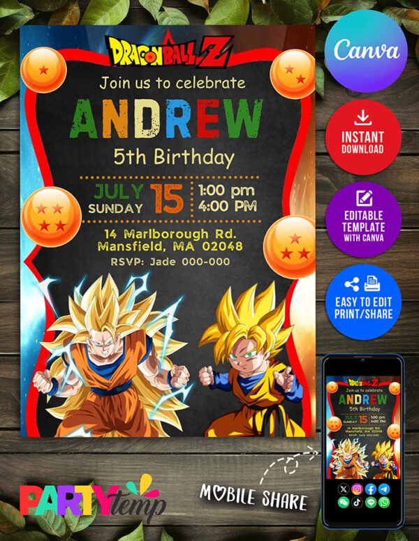 Dragon Ball Birthday Party Invitation | Awesome Invite