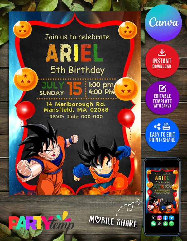 Dragon Ball Z Birthday invitation