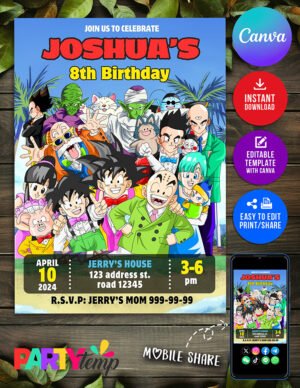 Digital Dragon Ball Z Birthday Invitation