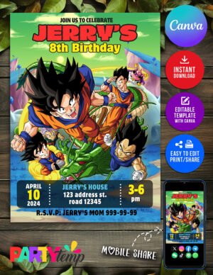 Dragon Ball Z Invitation Customizable Template