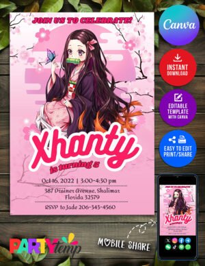 Demon Slayer: Nezuko Birthday Invitation