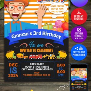 Blippi Birthday Invitation Template