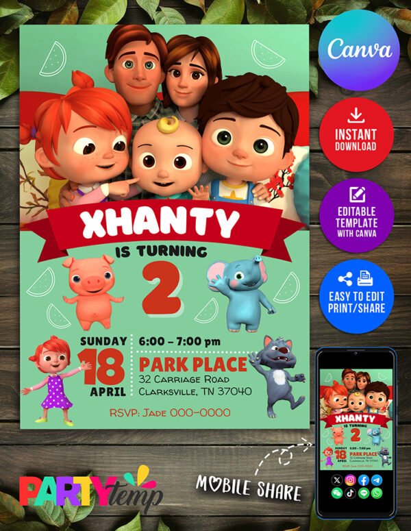 Cocomelon Birthday Invitation 6