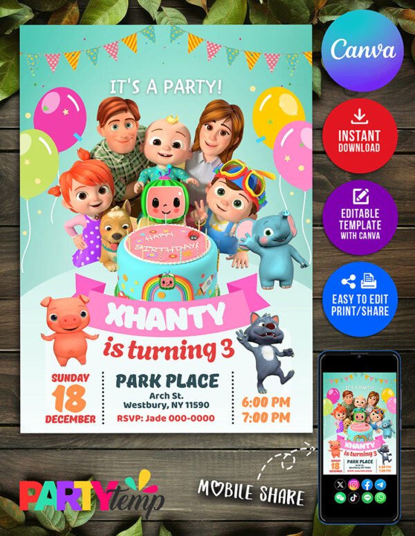 Cocomelon Birthday Invitation 8