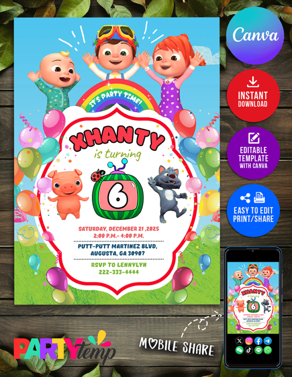 cocomelon Birthday invitation
